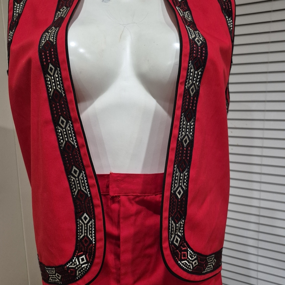 Red Embroidered Women's Pants & Jumpsuit Set - Picture 10 of 15